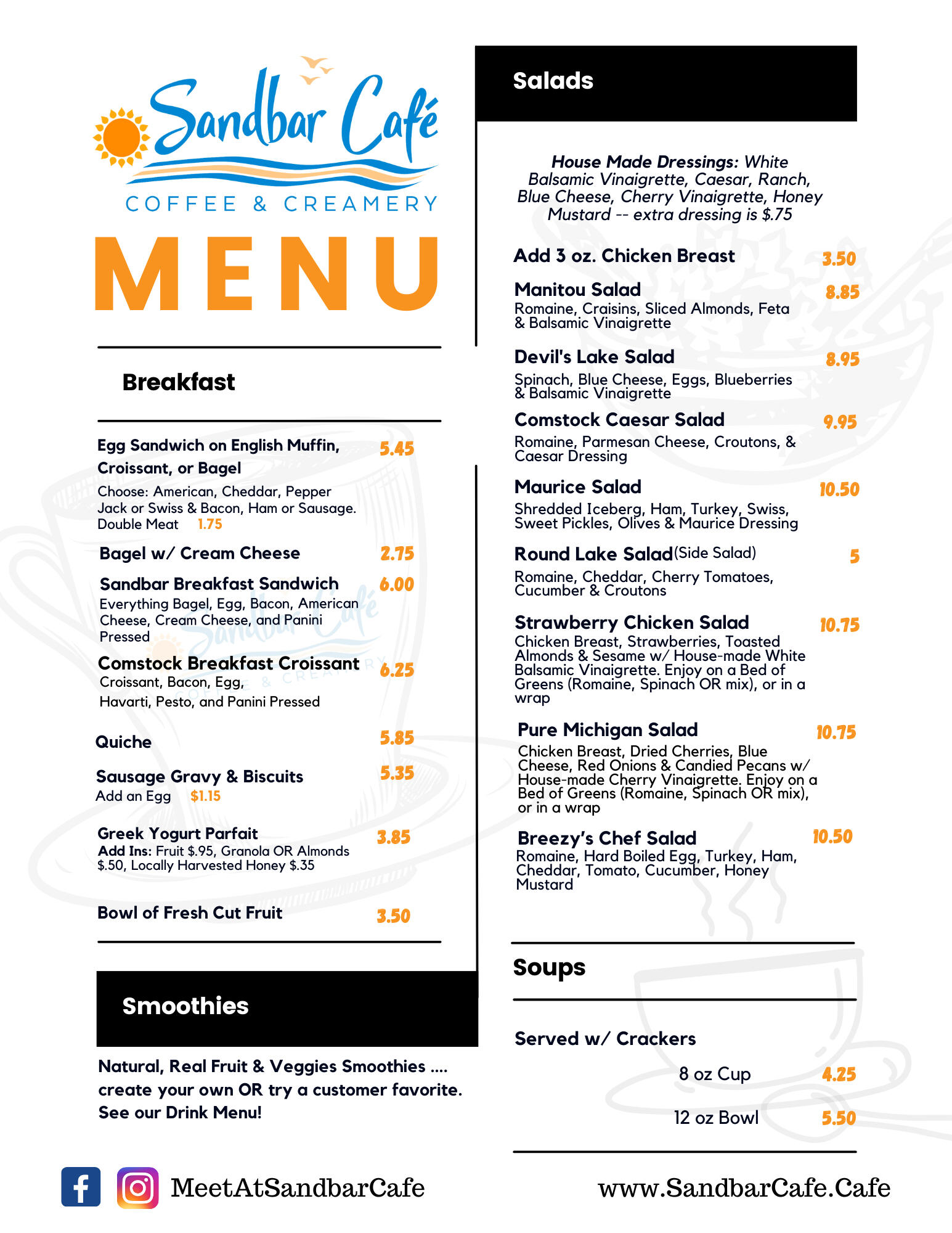 Sand Shop Menu Sandbar Cafe